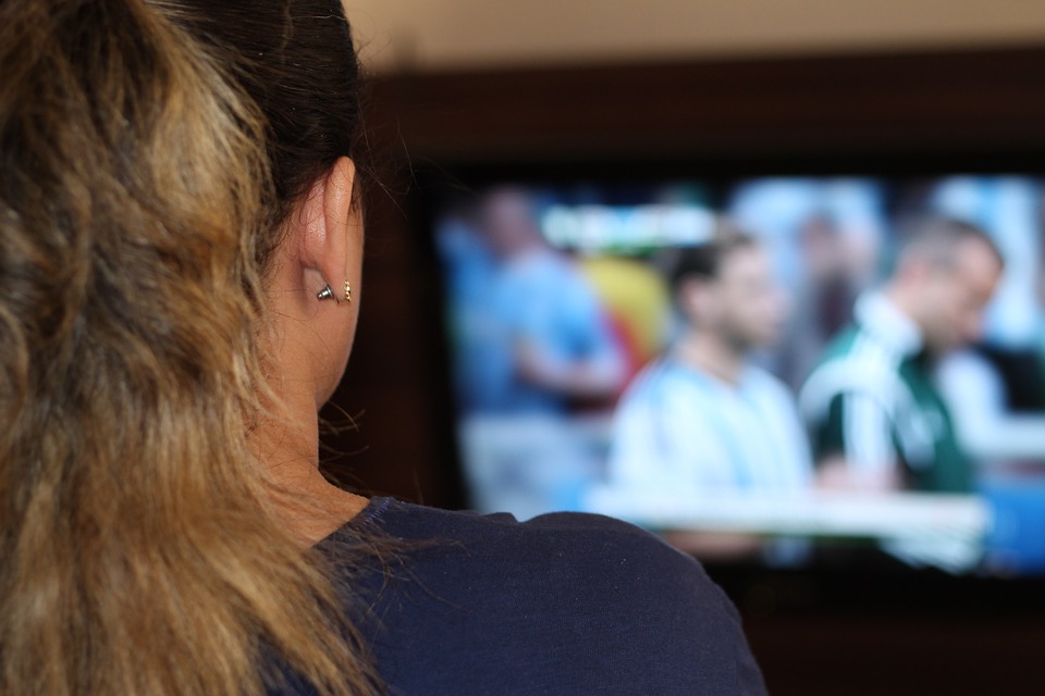 woman watching TV